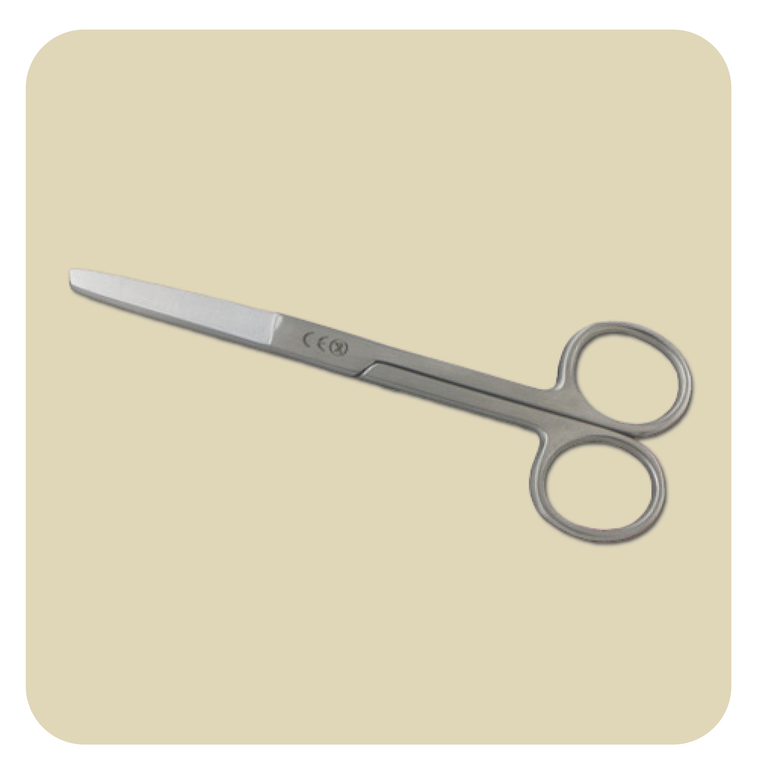 Single-use sterile stainless steel straight dolphin scissors - 13 cm