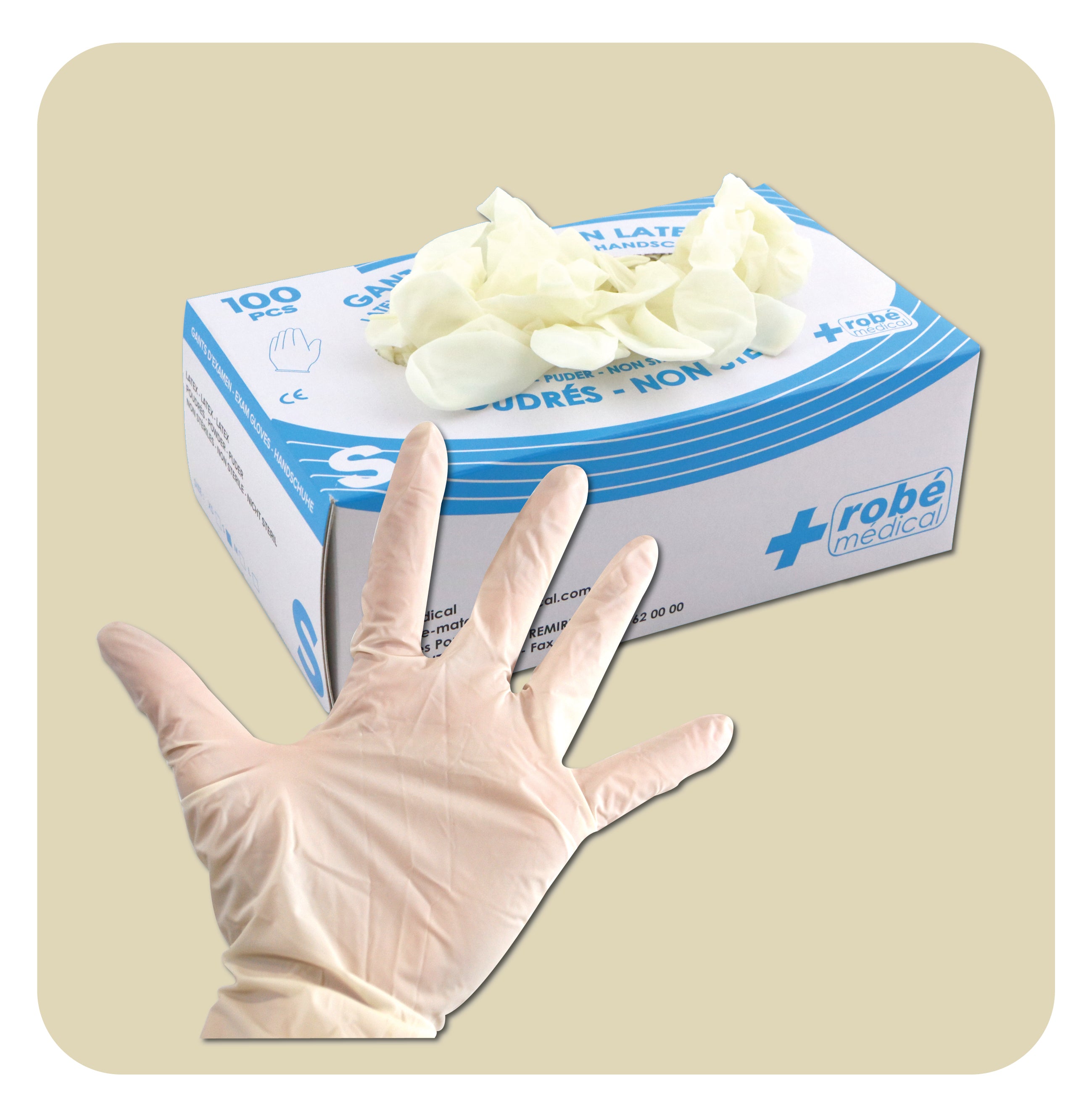 Powdered latex examination gloves - 5 g - Aql 1.5